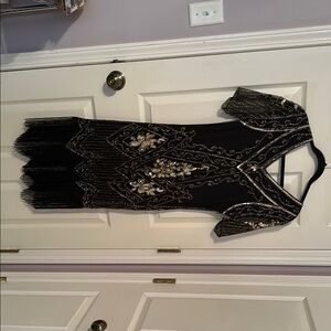 Elegant Black and Gold Beaded Dress